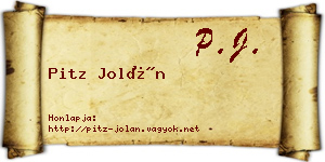 Pitz Jolán névjegykártya